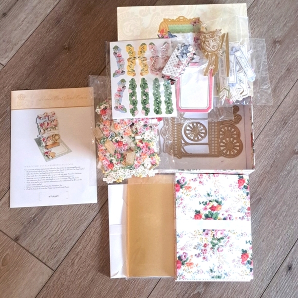 ANNA GRIFFIN Flower Cart Easle Card Finishing School Craft Box with die set NEW